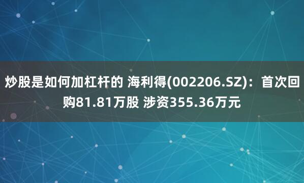 炒股是如何加杠杆的 海利得(002206.SZ)：首次回购81.81万股 涉资355.36万元