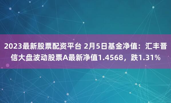 2023最新股票配资平台 2月5日基金净值：汇丰晋信大盘波动股票A最新净值1.4568，跌1.31%